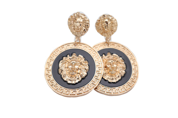 Brand New Women Big Hook Stud Earrings Set Fashion Jewelry Gold Lion Round Bling Jewelry