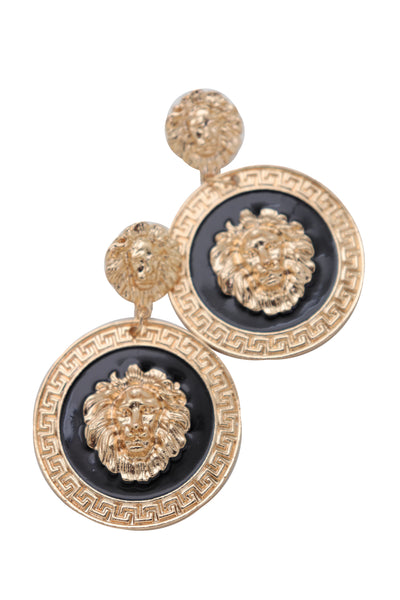 Brand New Women Big Hook Stud Earrings Set Fashion Jewelry Gold Lion Round Bling Jewelry