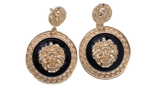 Brand New Women Big Hook Stud Earrings Set Fashion Jewelry Gold Lion Round Bling Jewelry