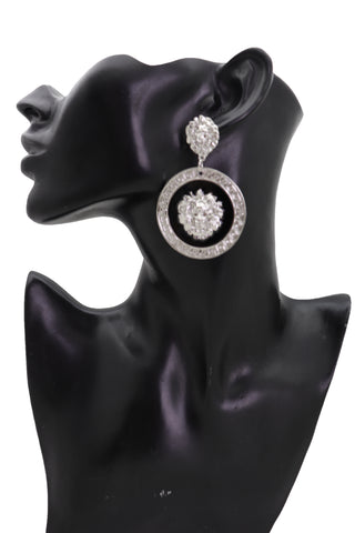 Brand New Women Sexy Silver Metal Earrings Set Fashion Lion Round Bling Cool Jewelry Stud