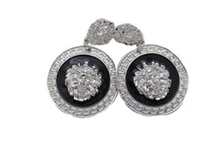 Sexy Silver Metal Earrings Set Fashion Lion Round Bling Cool Jewelry Stud