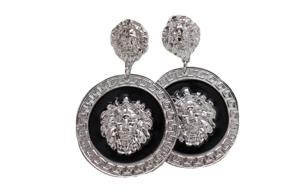 Brand New Women Sexy Silver Metal Earrings Set Fashion Lion Round Bling Cool Jewelry Stud