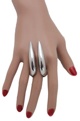 Ring Silver Metal Long Nail Vampire Fang Teeth Adjustable One Size Jewelry