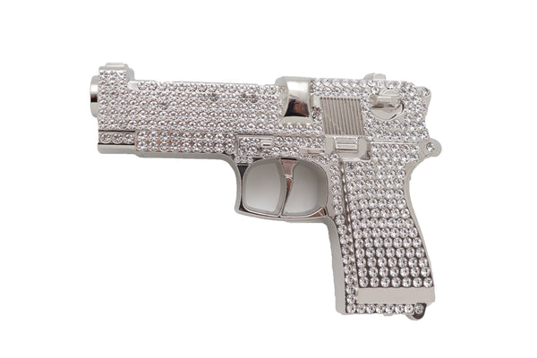 Brand New Men Big Belt Buckle Silver Metal Western Fashion Weapon Gun Pistol Gangster Hood