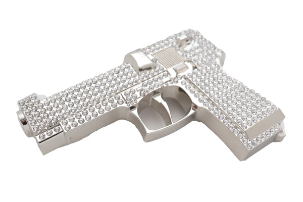 Brand New Men Big Belt Buckle Silver Metal Western Fashion Weapon Gun Pistol Gangster Hood