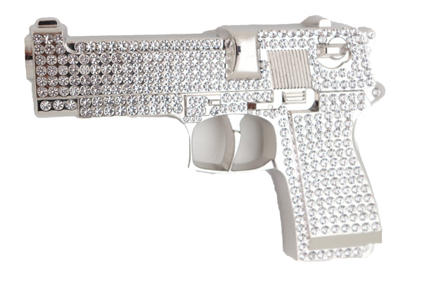 Brand New Men Big Belt Buckle Silver Metal Western Fashion Weapon Gun Pistol Gangster Hood