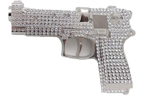 Brand New Men Big Belt Buckle Silver Metal Western Fashion Weapon Gun Pistol Gangster Hood