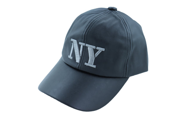 Brand New Men Women Black Faux Leather Fashion Baseball Cap NY Hat New York One Size