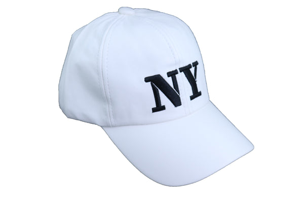 Brand New Women Men White Color Faux Leather Fashion Baseball Cap NY Hat Black New York
