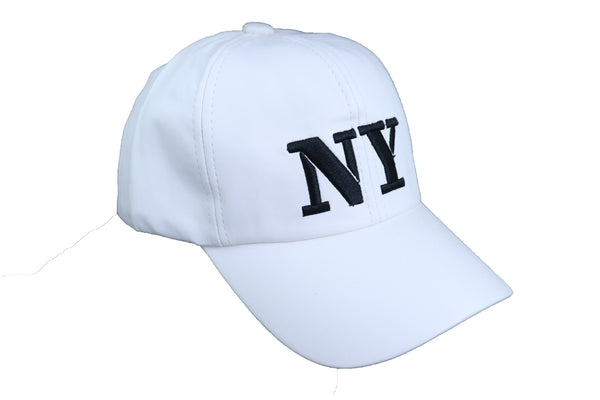 Brand New Women Men White Color Faux Leather Fashion Baseball Cap NY Hat Black New York