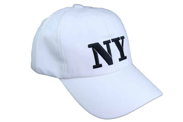 Brand New Women Men White Color Faux Leather Fashion Baseball Cap NY Hat Black New York