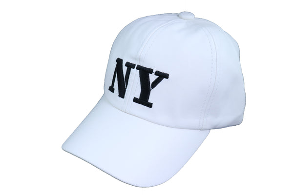 Brand New Women Men White Color Faux Leather Fashion Baseball Cap NY Hat Black New York
