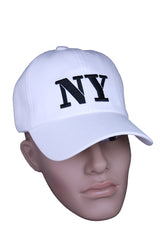 White Faux Leather "NY" New York Baseball Cap