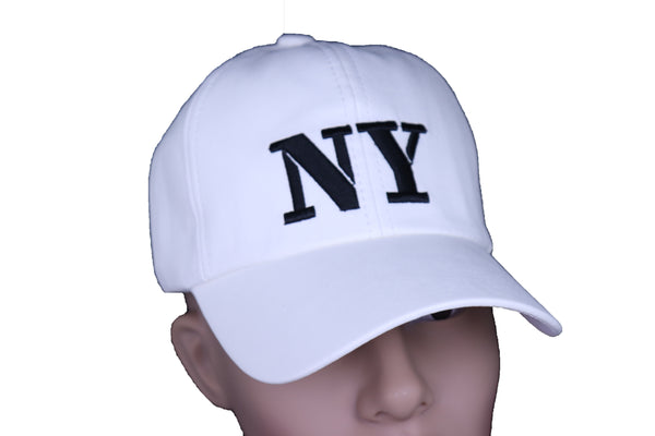 Brand New Women Men White Color Faux Leather Fashion Baseball Cap NY Hat Black New York