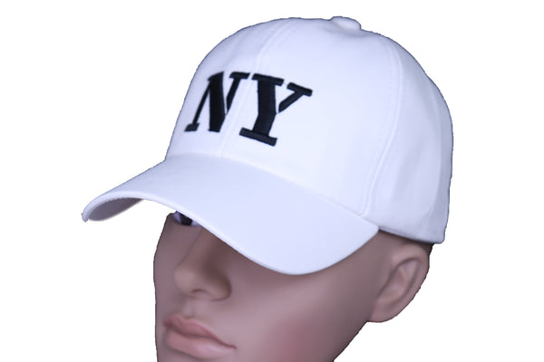 Brand New Women Men White Color Faux Leather Fashion Baseball Cap NY Hat Black New York