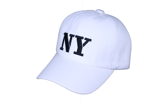 Brand New Women Men White Color Faux Leather Fashion Baseball Cap NY Hat Black New York