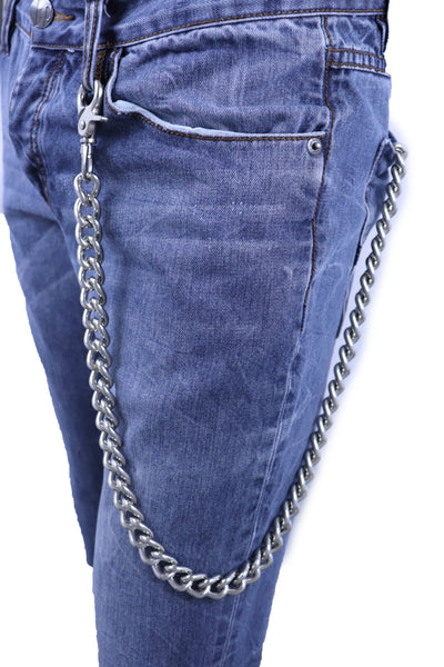 Men Silver Long Metal Wallet Chunky Chain Thick Link Jeans Bold Biker Heavy Duty 22" Long