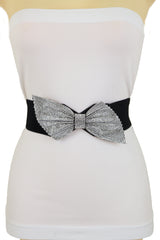 Fancy Fashion Elastic Hip Waist Belt Bling Bow Tie Ribbon Buckle S M L