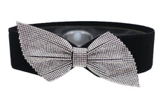 Rhinestone Bow Elastic Belt S M L