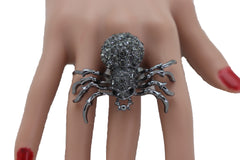 Black Rhinestone Spider Ring