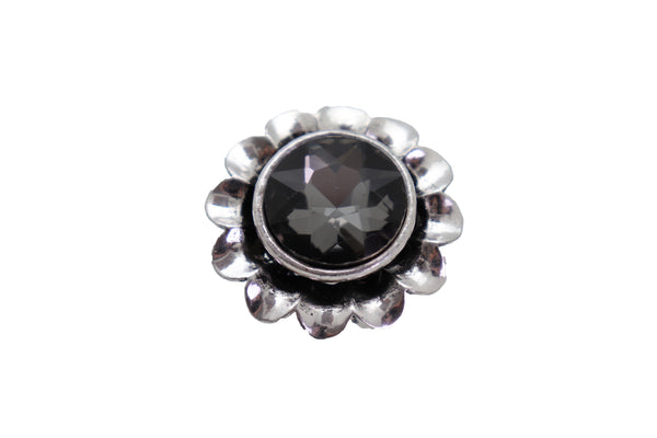 Brand New Women Silver Metal Flower Fashion Ring Jewelry Filigree Charm Elastic Band Size