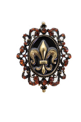 Women Gold Metal Big Fashion Ring Filigree Fleur De Lys French Style Flower Lily One Size Fits All