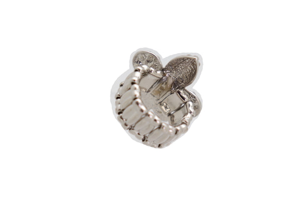 Women Silver Metal Ring Weekend Bling Fashion Jewelry  Fleur De Lis Lily Flower One Size Fits All
