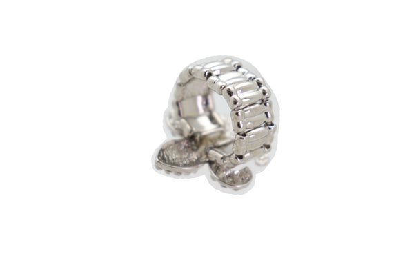 Women Silver Metal Ring Weekend Bling Fashion Jewelry  Fleur De Lis Lily Flower One Size Fits All