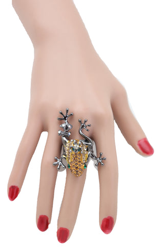 Brand New Women Black Metal Fashion Ring Jewelry Frog Animal Adjustable Band One Size Hot