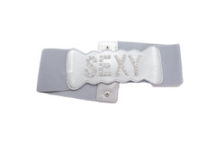Silver Elastic Wide Fashion Belt Hip High Waist SEXY Adjustable Size S M