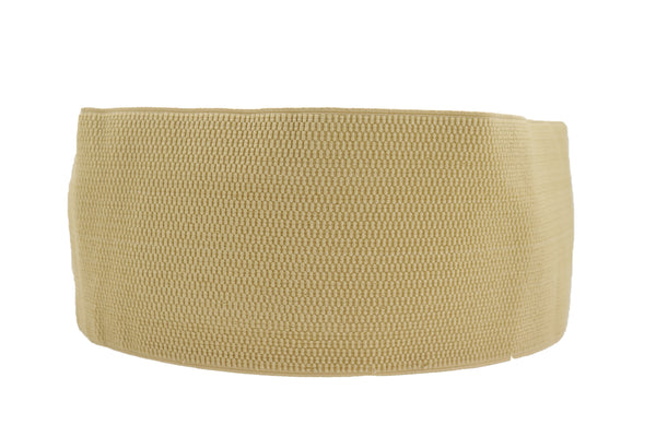 Brand New Women Gold Wide Elastic Fancy Fashion Belt Hip Waist Metal Buckle Size S M