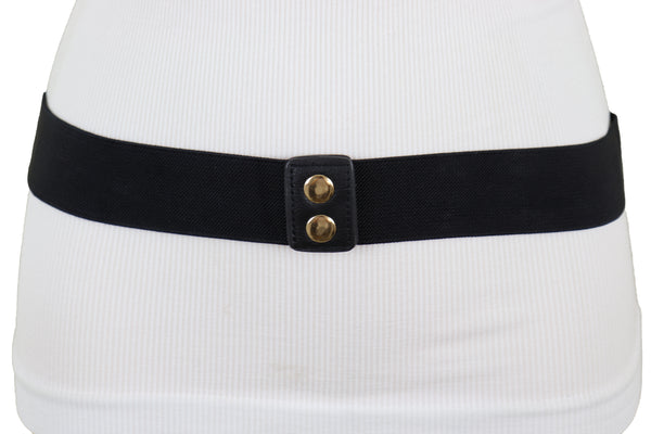 Brand New Women Black Stretch Waistband Fashion Belt Hip Waist Gold Metal XX Charm Fit S M