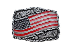 Men Women Silver Metal Belt Buckle Western Fashion USA Flag United Sates America
