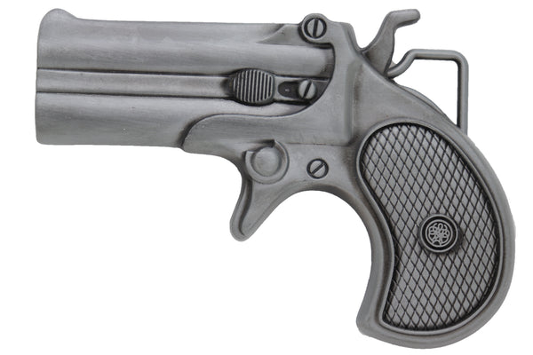 Brand New Men Women Silver Metal Fashion Belt Buckle Biker Handgun Revolver Gun Western