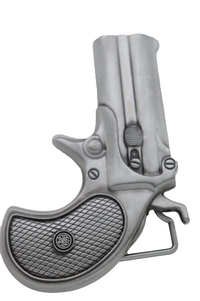 Brand New Men Women Silver Metal Fashion Belt Buckle Biker Handgun Revolver Gun Western