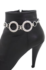 Silver Metal Chain Boot Bracelet Western Shoe Circle Round Anklet Charm