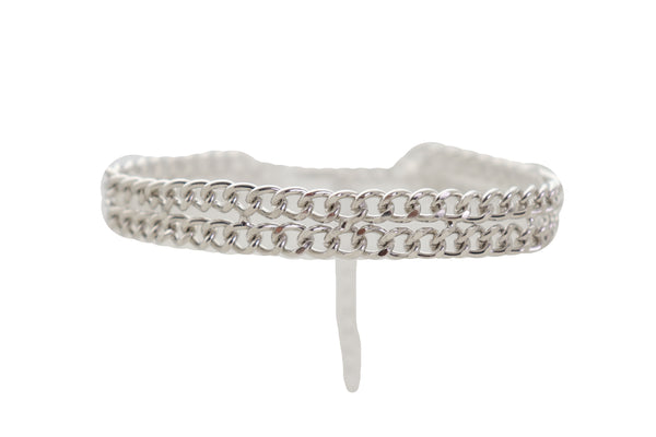 Brand New Women Silver Metal Chain Links Double Strand Boot Bracelet Anklet Shoe Charm