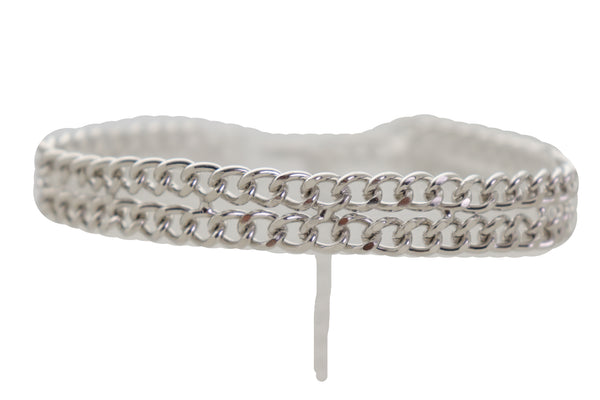 Brand New Women Silver Metal Chain Links Double Strand Boot Bracelet Anklet Shoe Charm