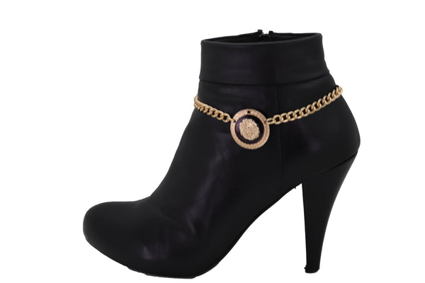 Brand New Women Gold Metal Chain Western Boot Bracelet Shoe Lion Coin Charm
