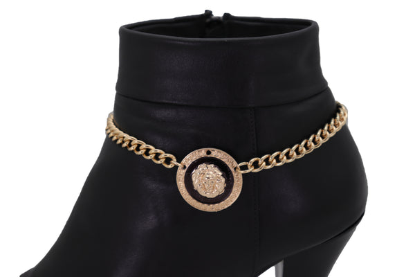 Brand New Women Gold Metal Chain Western Boot Bracelet Shoe Lion Coin Charm