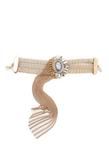 Gold Metal Chain Links Long Tassel Bracelet Silver Sun Bling Beads Jewelry