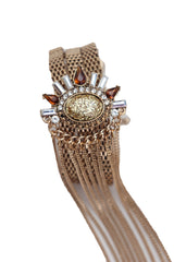 Women Gold Metal Chain Long Tassel Bracelet Bling Sun Bead Artsy One Size