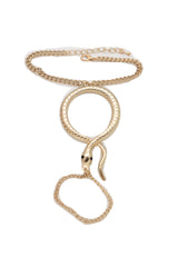 Fashion Bracelet Gold Metal Hand Chain Cobra Snake Jewelry Connected Ring