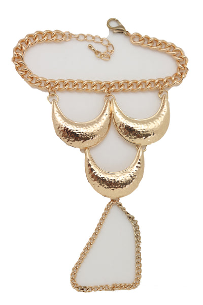 Brand New Women Wrist Bracelet Jewelry Gold Metal Hand Chain Ring Moon Crescent Charms Hot