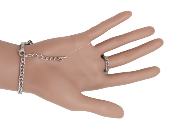 Brand New Women Bracelet Fashion Jewelry Silver Metal Hand Chain Slave Ring Jewelry Anchor