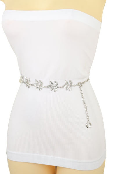 Brand New Women Silver Metal Chain Greek Leaf Style Fashion Belt Hip High Waist Size S M
