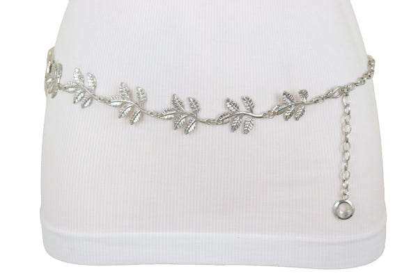 Brand New Women Silver Metal Chain Greek Leaf Style Fashion Belt Hip High Waist Size S M