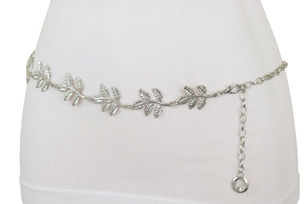 Brand New Women Silver Metal Chain Greek Leaf Style Fashion Belt Hip High Waist Size S M