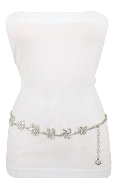 Brand New Women Silver Metal Chain Greek Leaf Style Fashion Belt Hip High Waist Size S M