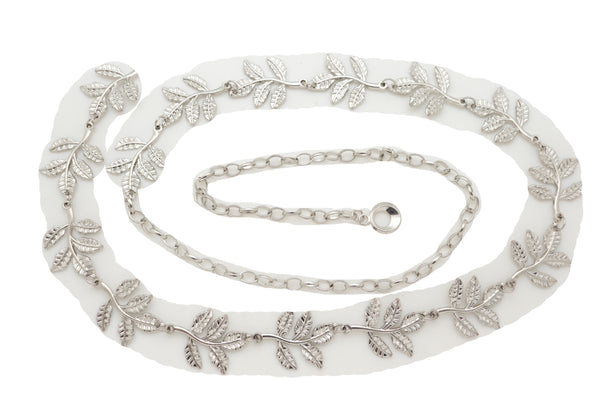 Brand New Women Silver Metal Chain Greek Leaf Style Fashion Belt Hip High Waist Size S M